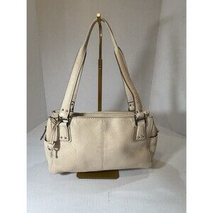 Fossil Cream or Ivory Pebbled Leather Satchel Shoulder Bag Blackburn Collection
